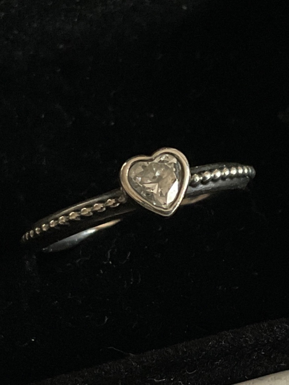 Pandora Silver Heart Ring with Clear Crystal